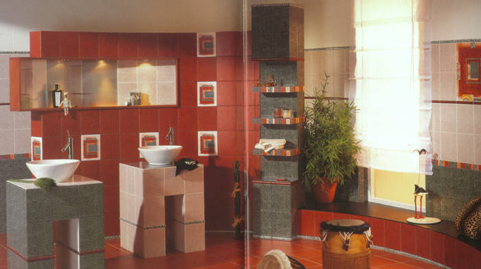 Badmöbel, Badeinrichtungen, Badezimmereinrichtungen, Fliesen